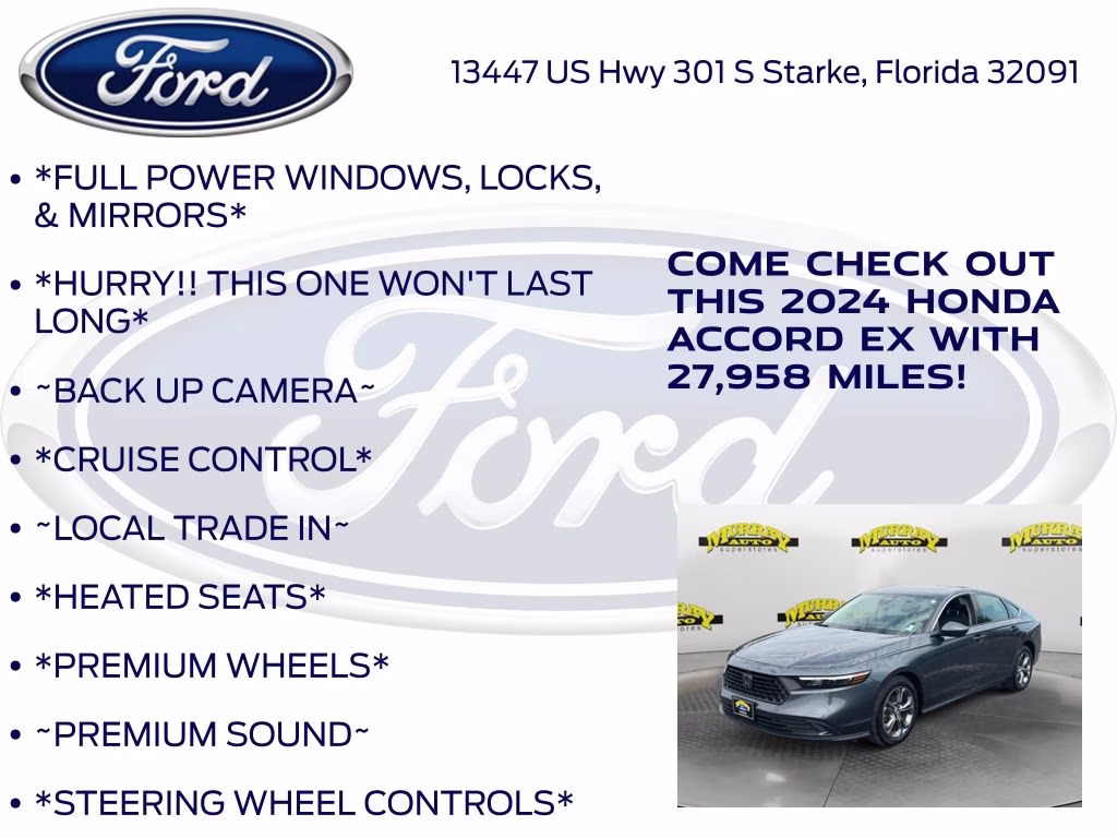 2024 Meteorite Gray Metallic Honda Accord EX FWD Sedan