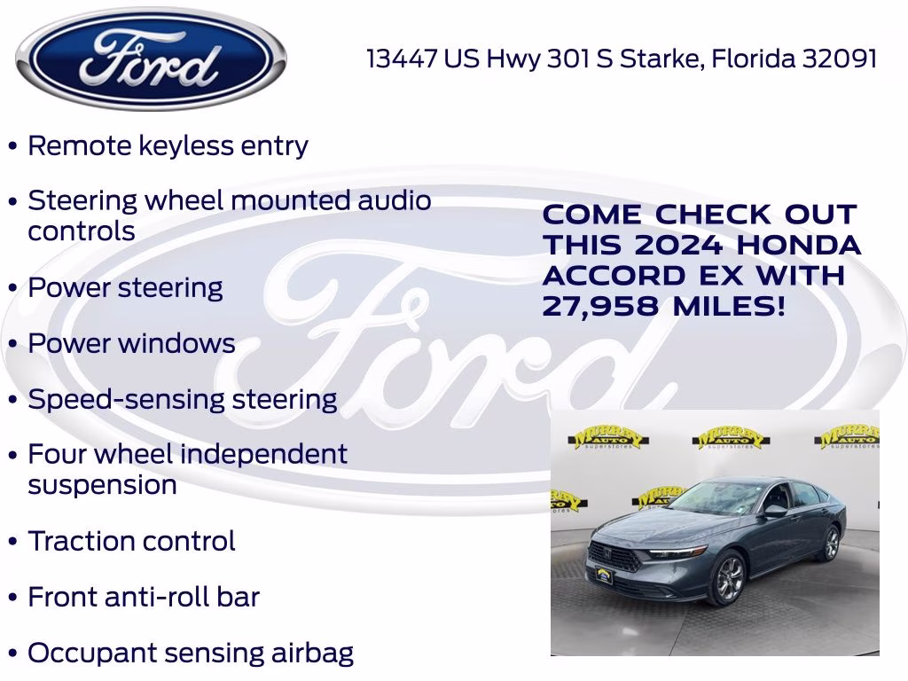 2024 Meteorite Gray Metallic Honda Accord EX FWD Sedan