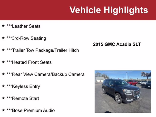 2015 Iridium Metallic GMC Acadia SLT-1 AWD SUV