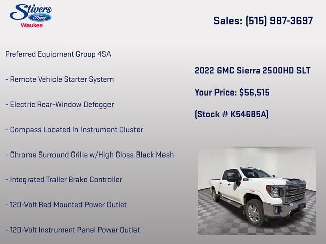 2022 Summit White GMC Sierra 2500HD SLT 4X4 Truck