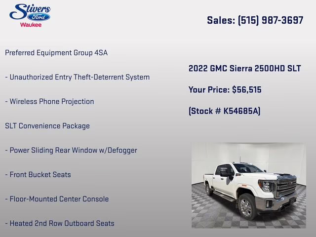 2022 Summit White GMC Sierra 2500HD SLT 4X4 Truck