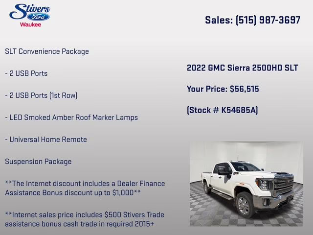 2022 Summit White GMC Sierra 2500HD SLT 4X4 Truck