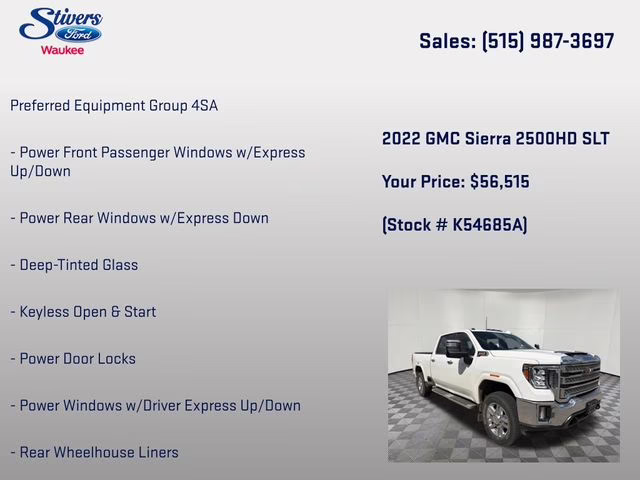 2022 Summit White GMC Sierra 2500HD SLT 4X4 Truck