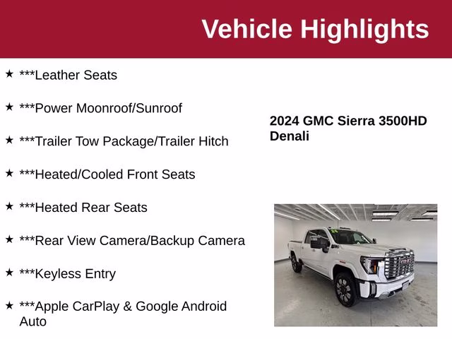 2024 White Frost Tricoat GMC Sierra 3500HD Denali 4X4 Truck