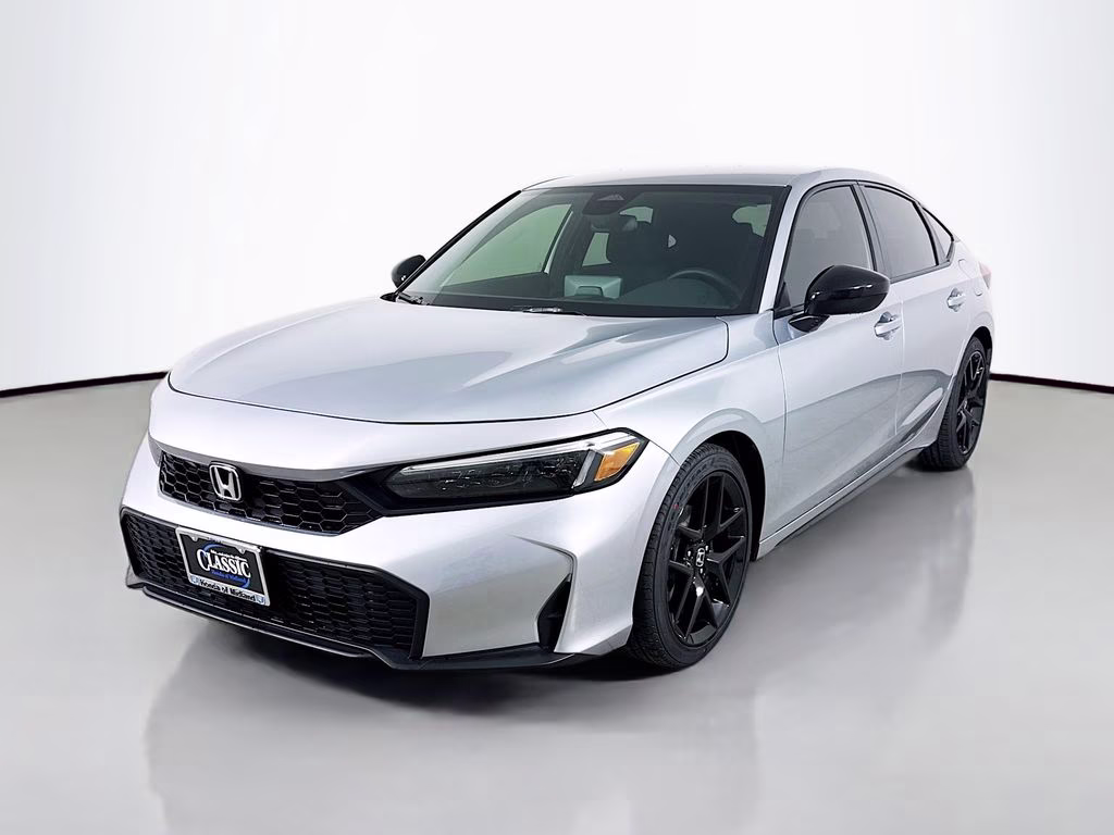 2026 Solar Silver Metallic Honda Civic Sport FWD Hatchback