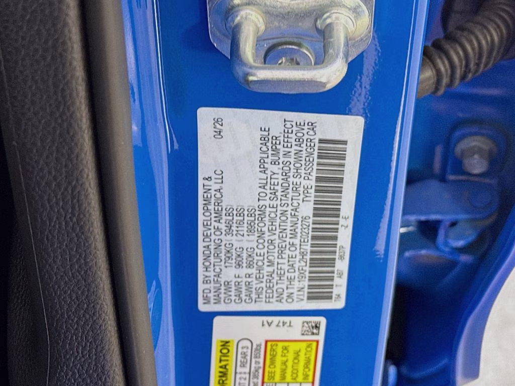 2026 Boost Blue Pearl Honda Civic Sport FWD Hatchback