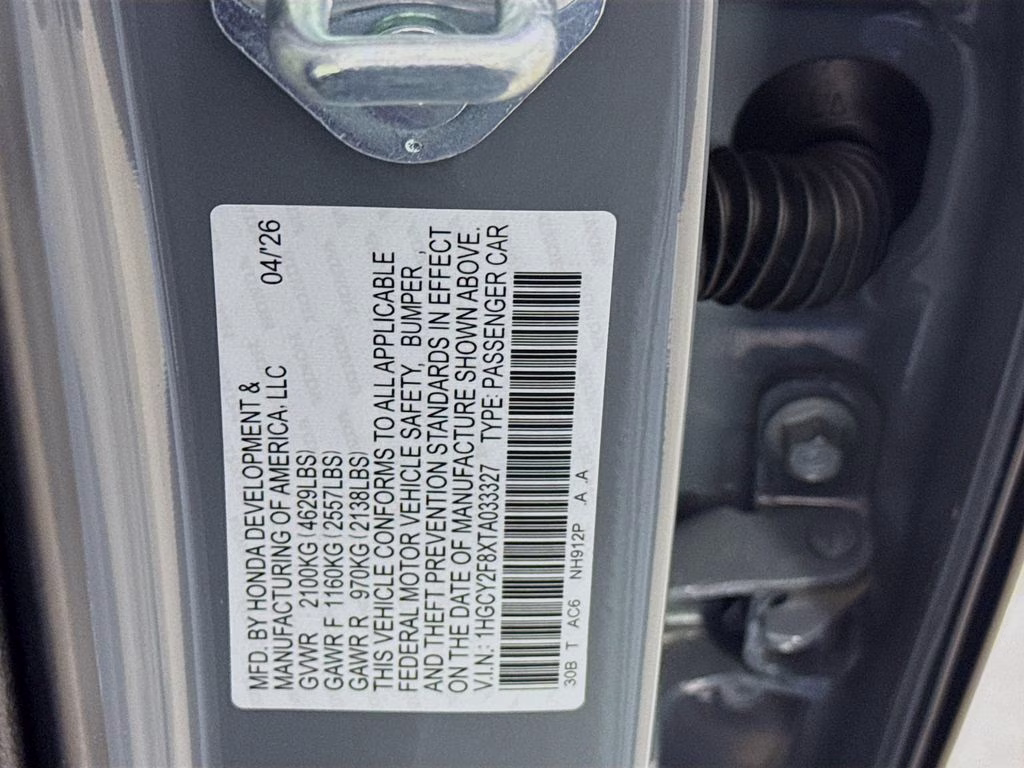 2026 Urban Gray Pearl Honda Accord Hybrid Touring FWD Sedan