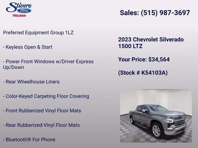 2023 Sterling Gray Metallic Chevrolet Silverado 1500 LTZ 4X4 Truck