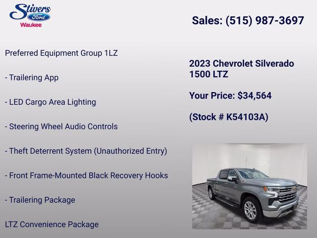 2023 Sterling Gray Metallic Chevrolet Silverado 1500 LTZ 4X4 Truck