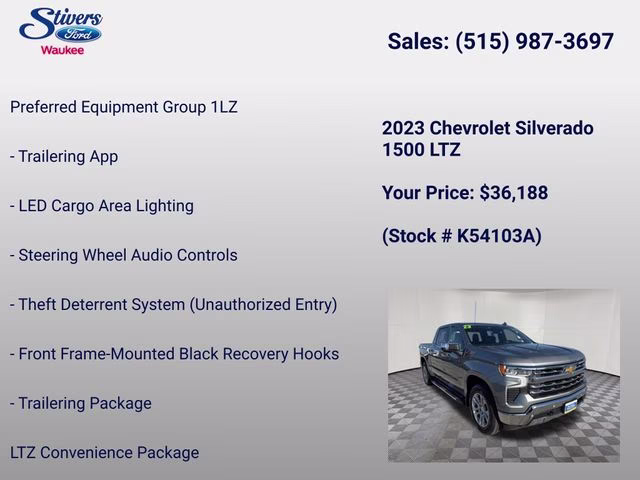 2023 Sterling Gray Metallic Chevrolet Silverado 1500 LTZ 4X4 Truck