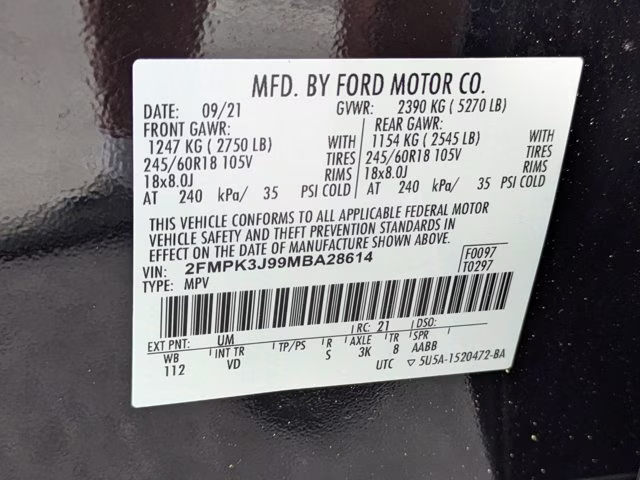 2021 Black Metallic Ford Edge SEL FWD SUV