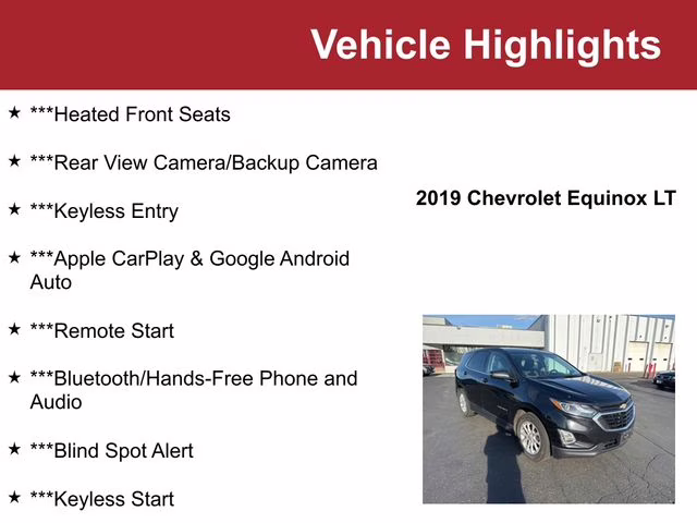 Used 2019 Chevrolet Equinox LT with VIN 3GNAXKEV3KL104270 for sale in Waite Park, Minnesota