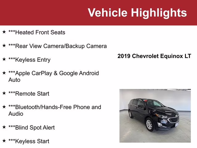 Used 2019 Chevrolet Equinox LT with VIN 3GNAXKEV3KL104270 for sale in Waite Park, Minnesota