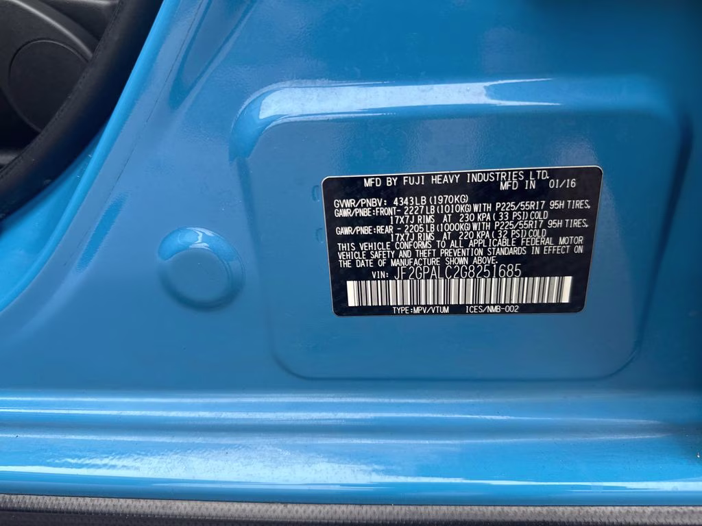 2016 Hyper Blue Subaru Crosstrek 2.0i Limited AWD SUV