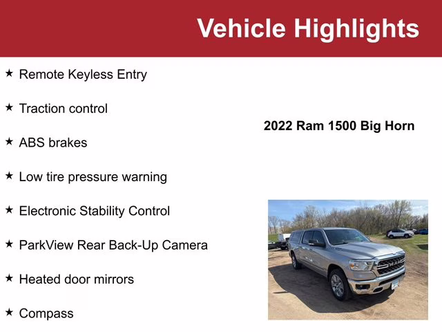 2022 Billet Silver Metallic Clearcoat Ram 1500 Big Horn 4X4 Truck