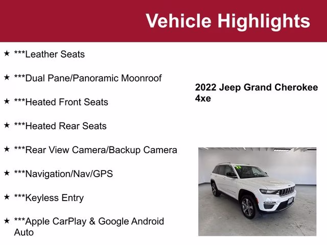 2022 Bright White Clearcoat Jeep Grand Cherokee 4xe 4X4 SUV