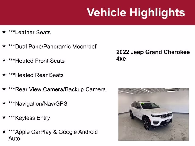 2022 Bright White Clearcoat Jeep Grand Cherokee 4xe 4X4 SUV