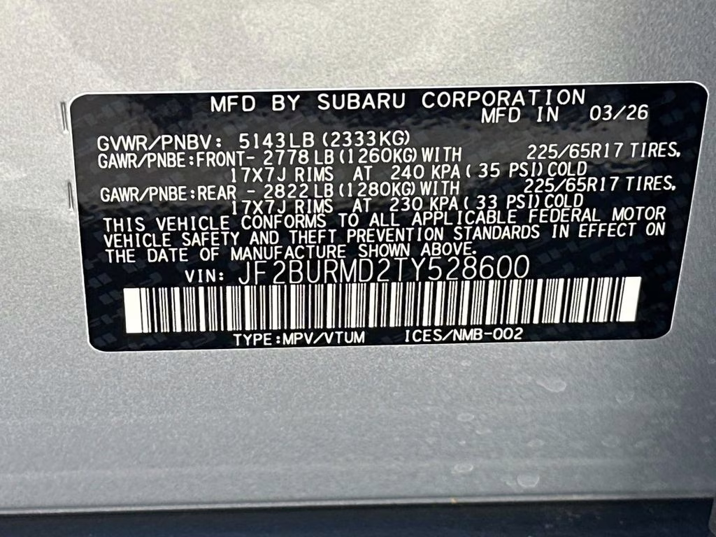 2026 Ice Silver Metallic Subaru Outback Wilderness AWD SUV