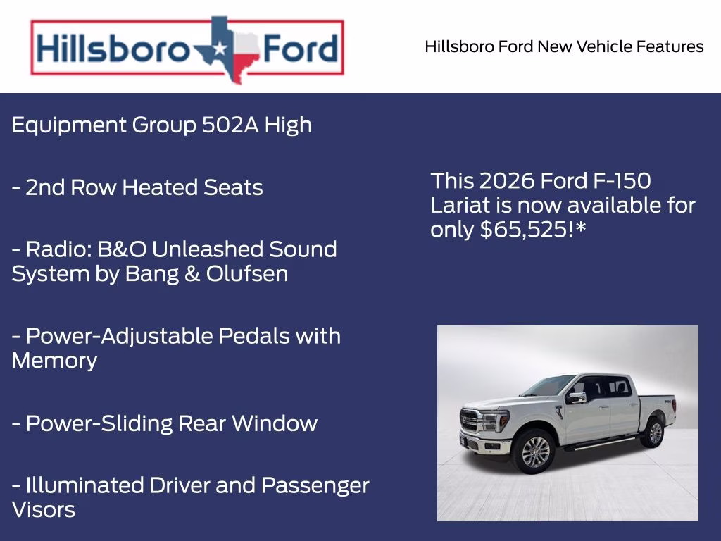 2026 Star White Metallic Tri-Coat Ford F-150 Lariat 4X4 Truck