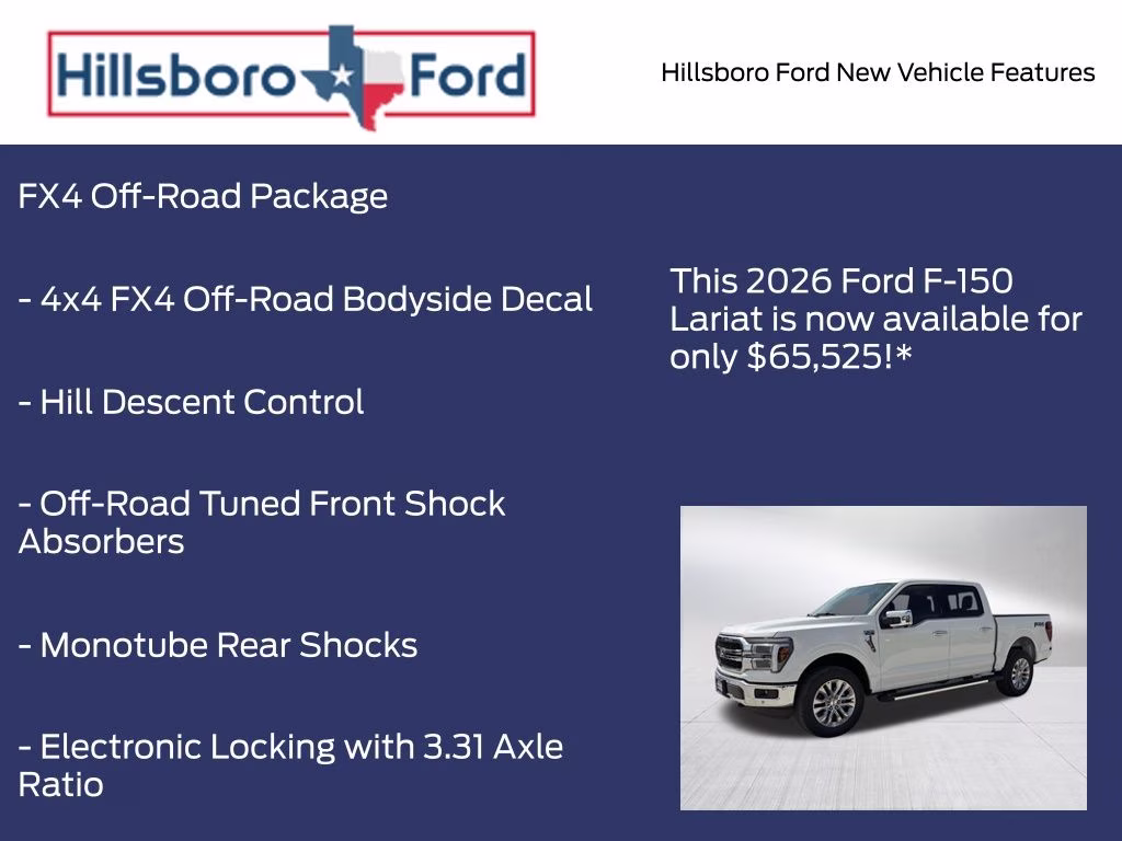 2026 Star White Metallic Tri-Coat Ford F-150 Lariat 4X4 Truck