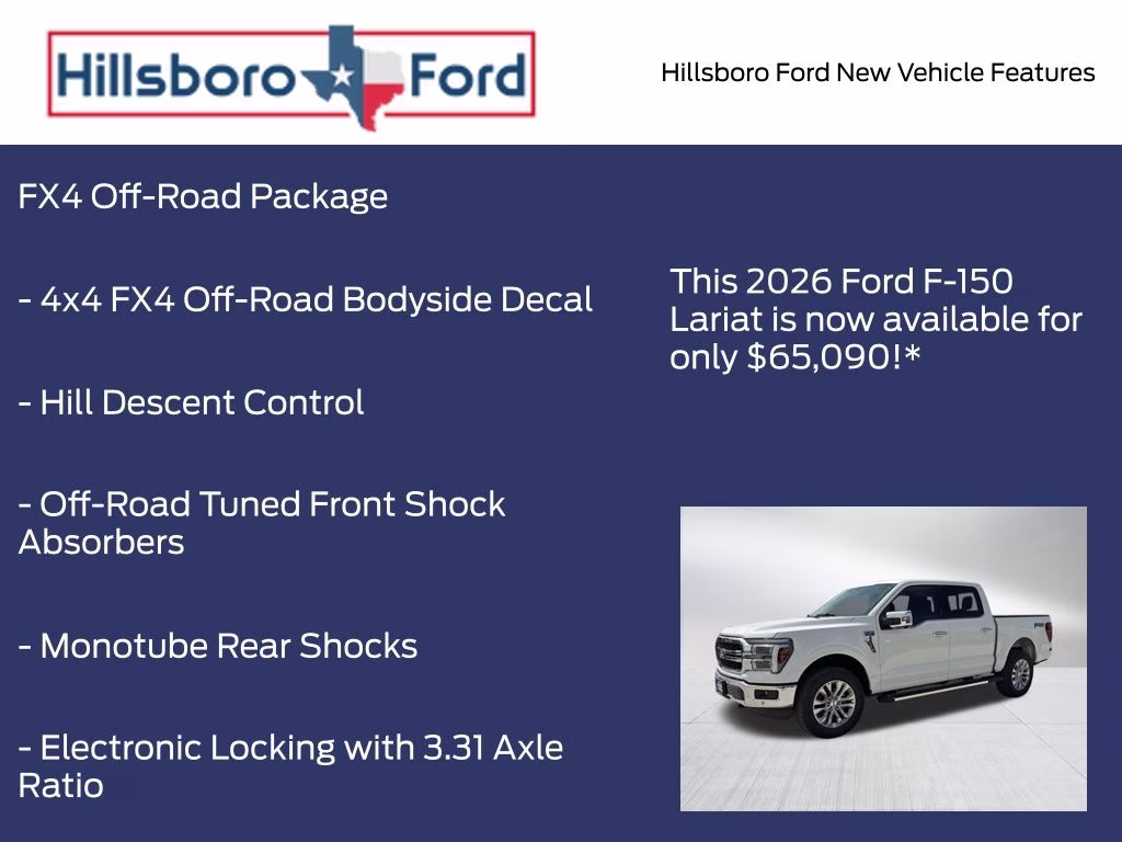 2026 Star White Metallic Tri-Coat Ford F-150 Lariat 4X4 Truck
