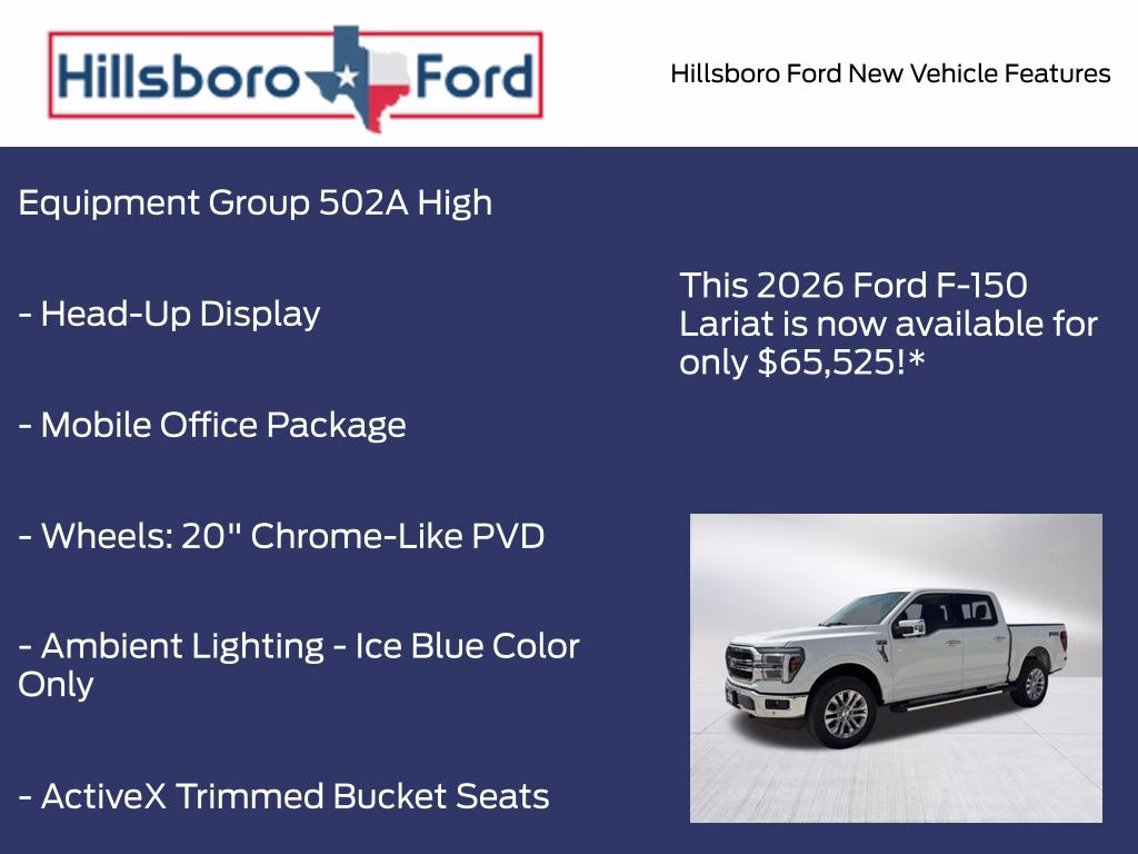 2026 Star White Metallic Tri-Coat Ford F-150 Lariat 4X4 Truck