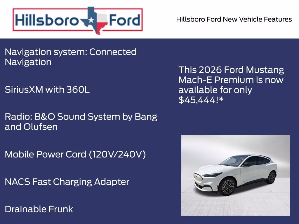 2026 Star White Metallic Tri-Coat Ford Mustang Mach-E Premium RWD SUV