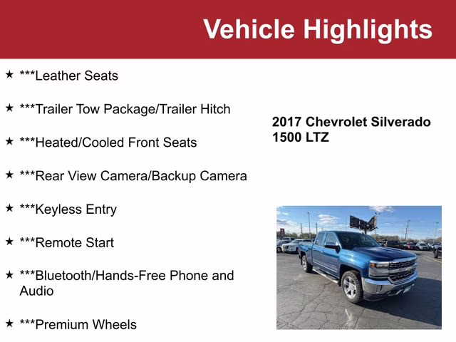 2017 Deep Ocean Blue Metallic Chevrolet Silverado 1500 LTZ 4X4 Truck
