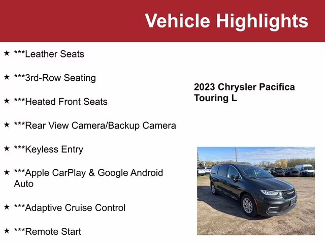 Used 2023 Chrysler Pacifica Touring L with VIN 2C4RC1BG2PR607435 for sale in Waite Park, Minnesota