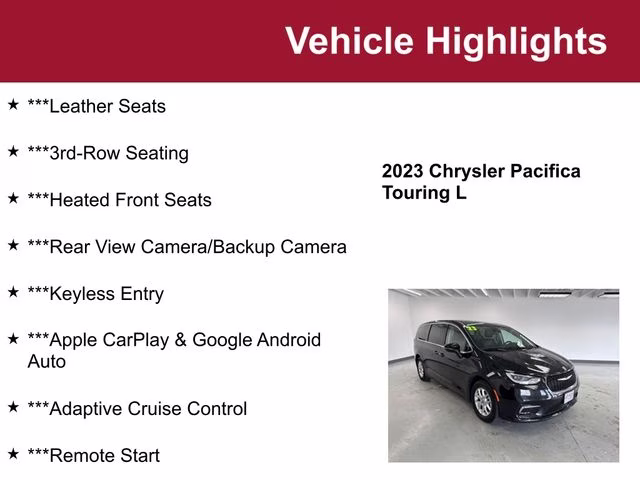 2023 Brilliant Black Crystal Pearlcoat Chrysler Pacifica Touring L FWD Van