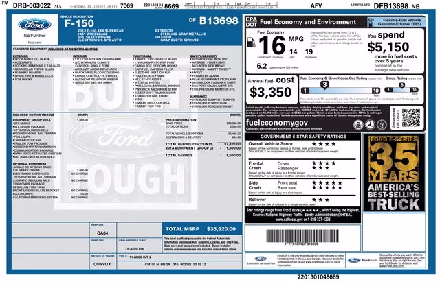 2013 Sterling Gray Metallic Ford F-150 STX 4X4 Truck