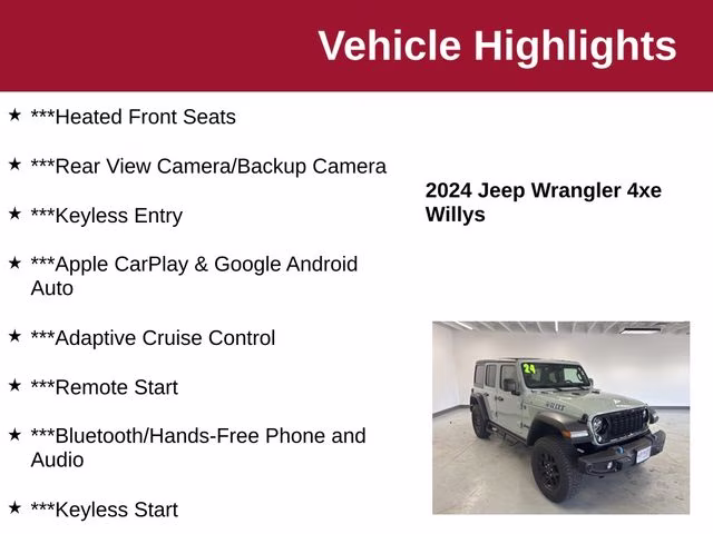 2024 Earl Clearcoat Jeep Wrangler Willys 4xe 4X4 SUV