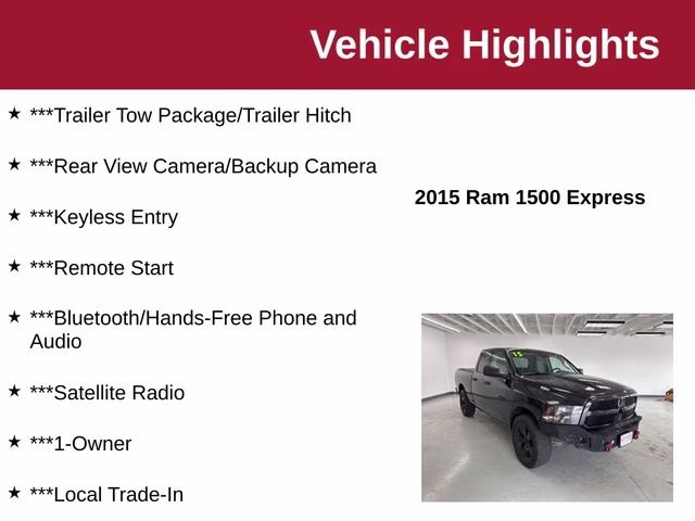 2015 Brilliant Black Crystal Pearlcoat Ram 1500 Tradesman 4X4 Truck
