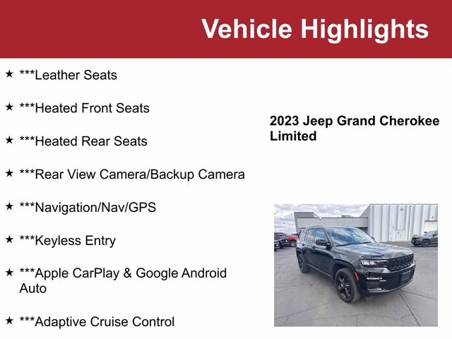 Used 2023 Jeep Grand Cherokee Limited with VIN 1C4RJHBG3PC530288 for sale in Waite Park, Minnesota