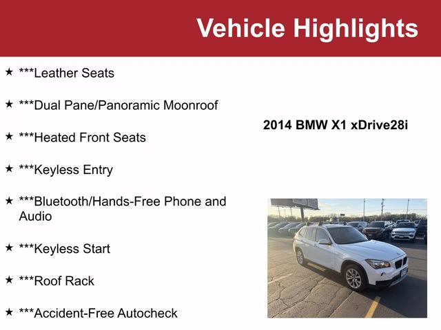 Used 2014 BMW X1 28i with VIN WBAVL1C52EVY14863 for sale in Waite Park, Minnesota