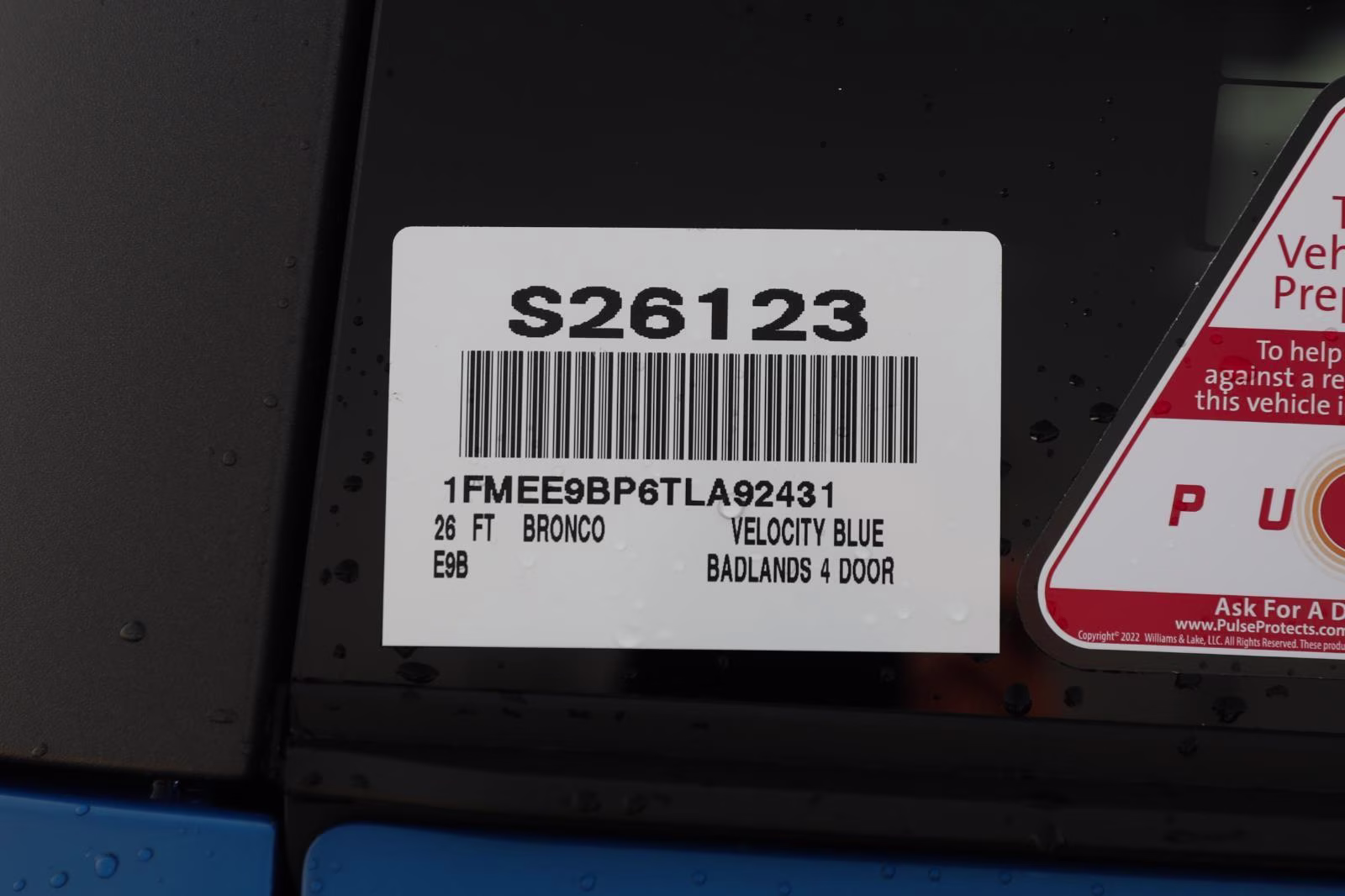 2026 Velocity Blue Ford Bronco Badlands 4X4 SUV