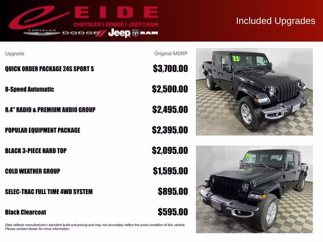 2023 Black Clearcoat Jeep Gladiator Sport S 4X4 Truck