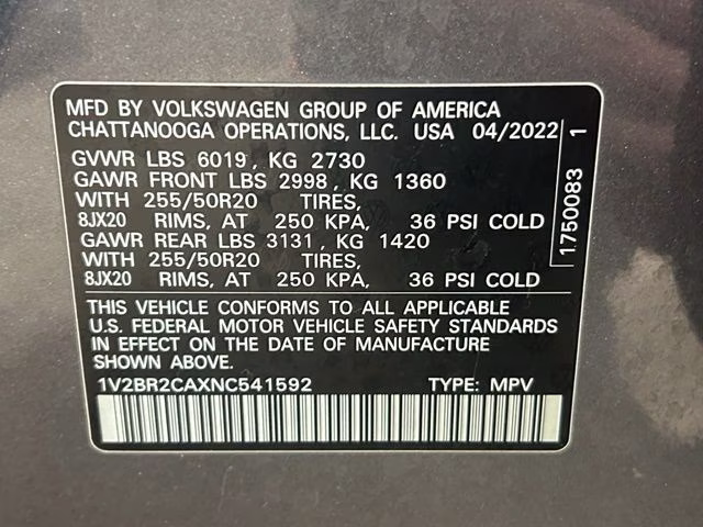 2022 Platinum Gray Metallic Volkswagen Atlas SEL AWD SUV