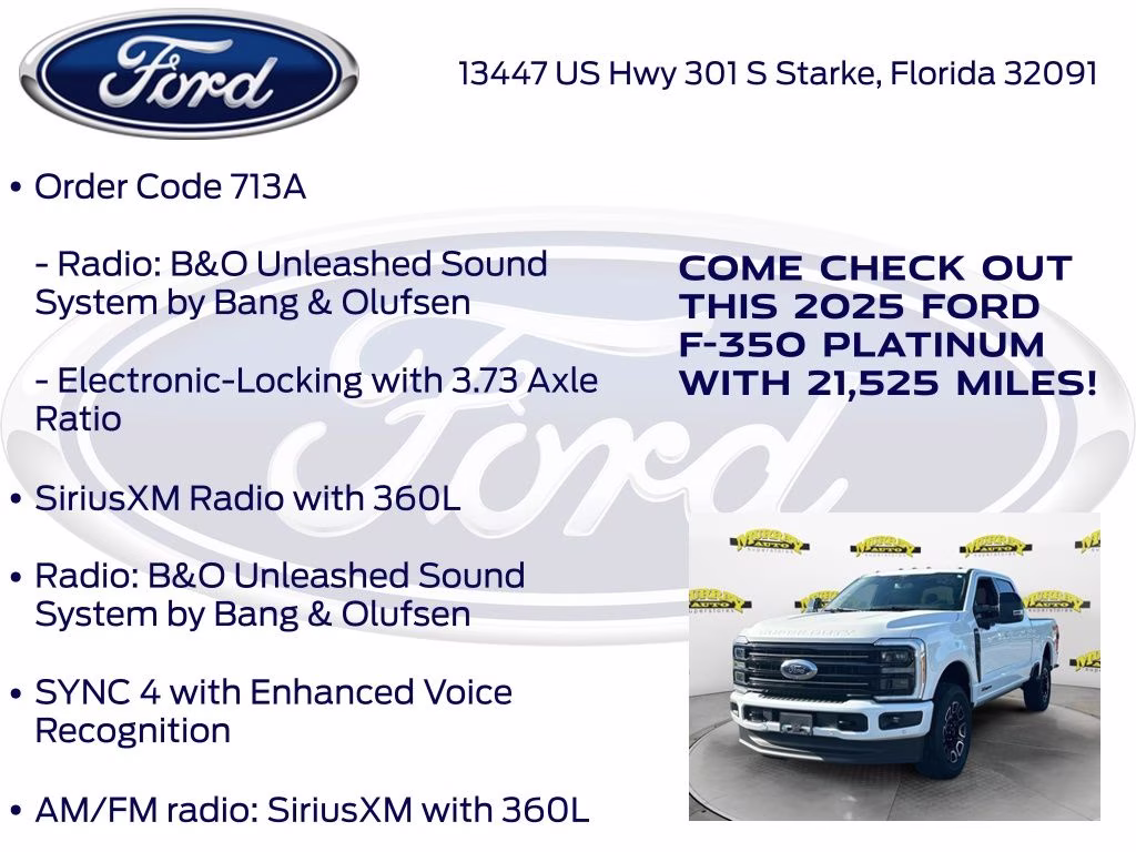 2025 White Metallic Ford Super Duty F-350 SRW Platinum 4X4 Truck