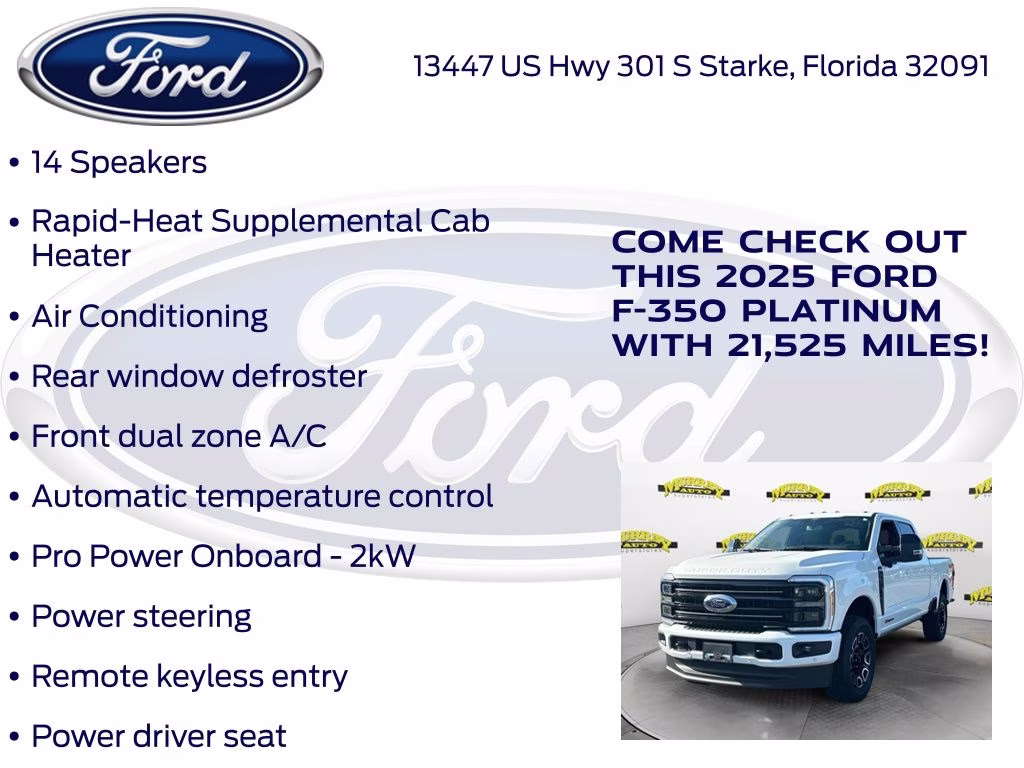 2025 White Metallic Ford Super Duty F-350 SRW Platinum 4X4 Truck