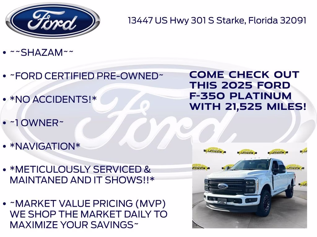 2025 White Metallic Ford Super Duty F-350 SRW Platinum 4X4 Truck