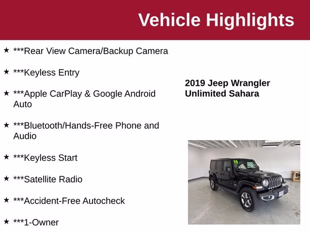 2019 Black Clearcoat Jeep Wrangler Unlimited Sahara 4X4 SUV
