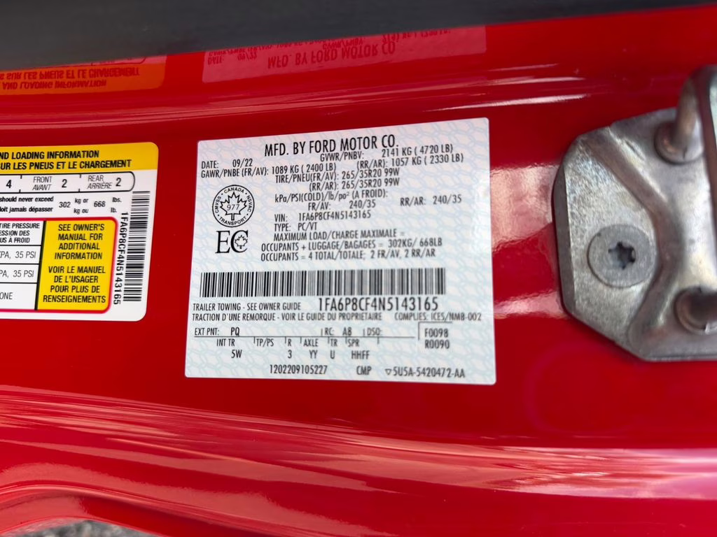 2022 Race Red Ford Mustang GT Premium RWD Coupe