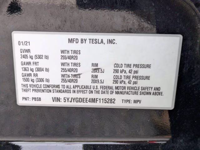 2021 Black Tesla Model Y Long Range AWD SUV
