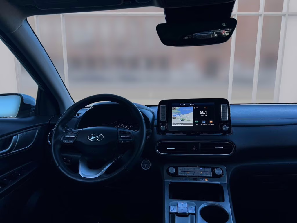 2019 Chalk White/Black Roof Hyundai Kona Electric Ultimate FWD SUV