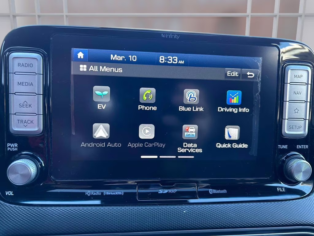 2019 Chalk White/Black Roof Hyundai Kona Electric Ultimate FWD SUV