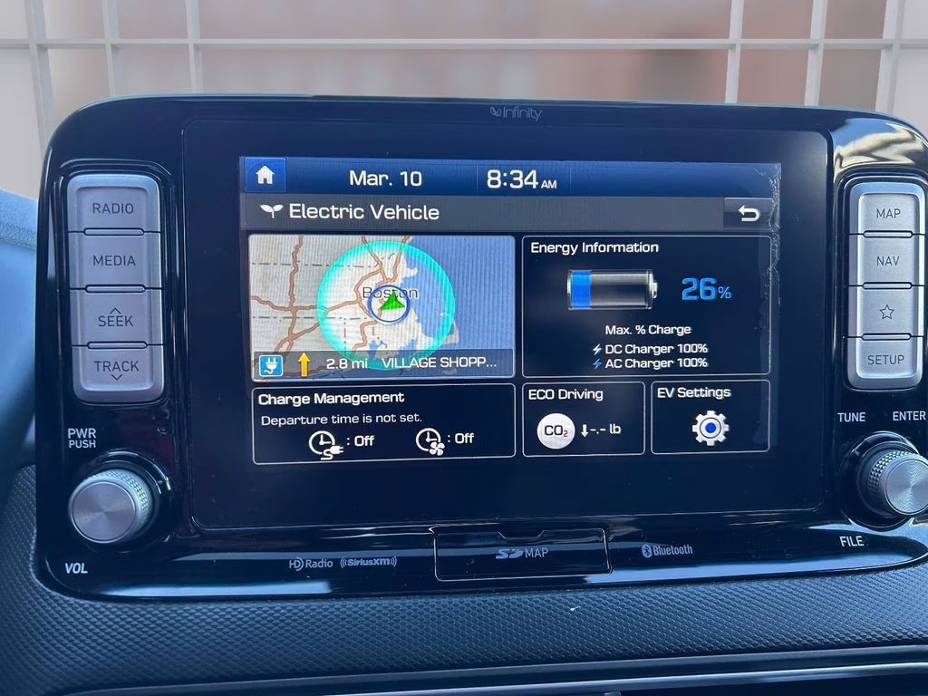 2019 Chalk White/Black Roof Hyundai Kona Electric Ultimate FWD SUV