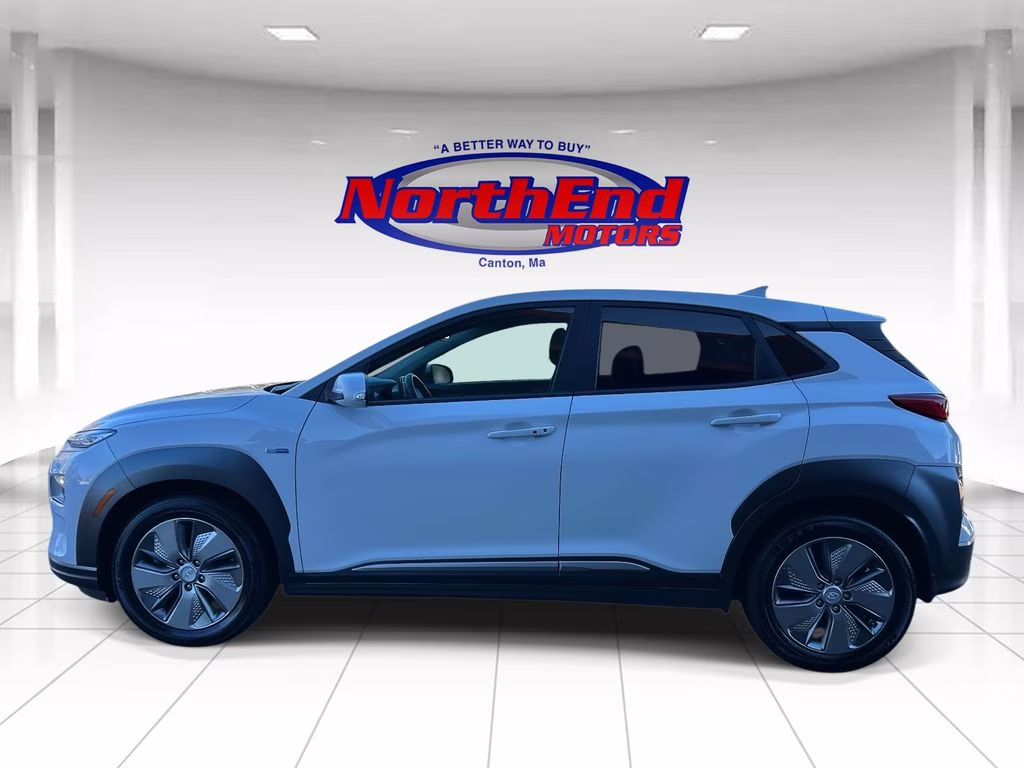 2019 Chalk White/Black Roof Hyundai Kona Electric Ultimate FWD SUV