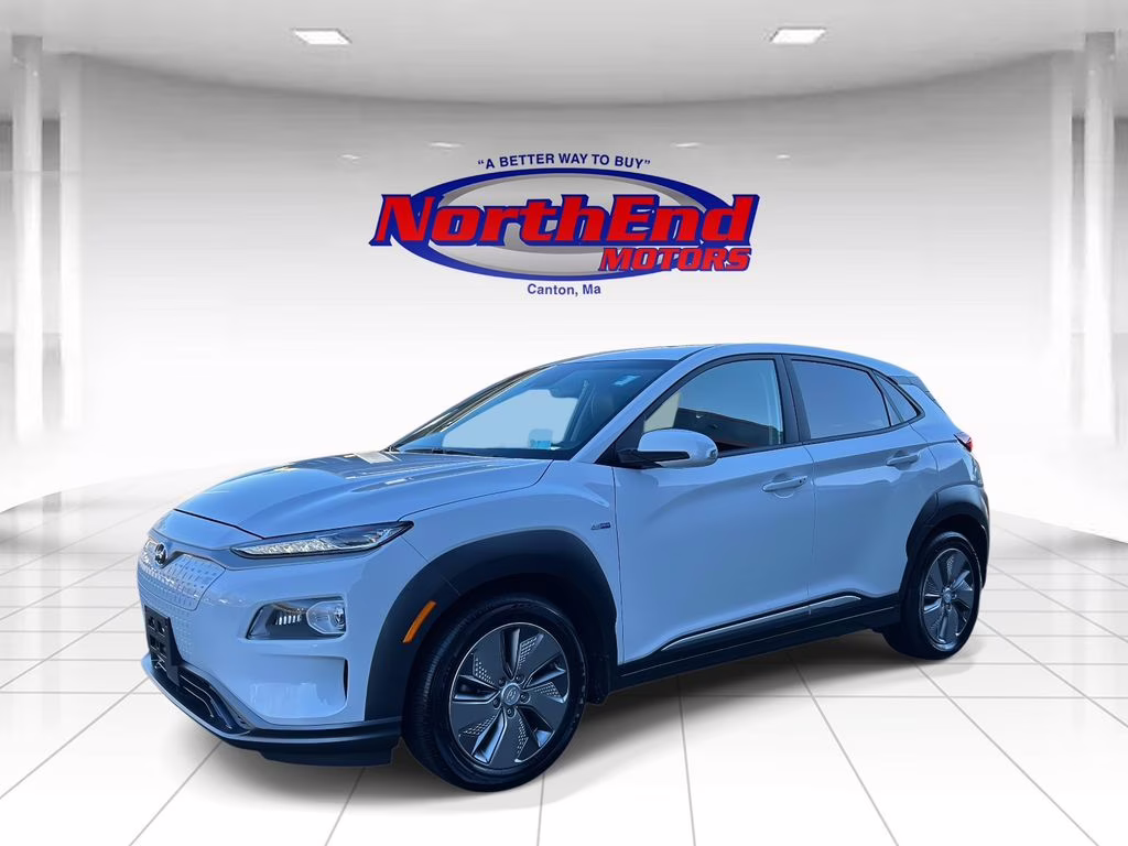 2019 Chalk White/Black Roof Hyundai Kona Electric Ultimate FWD SUV