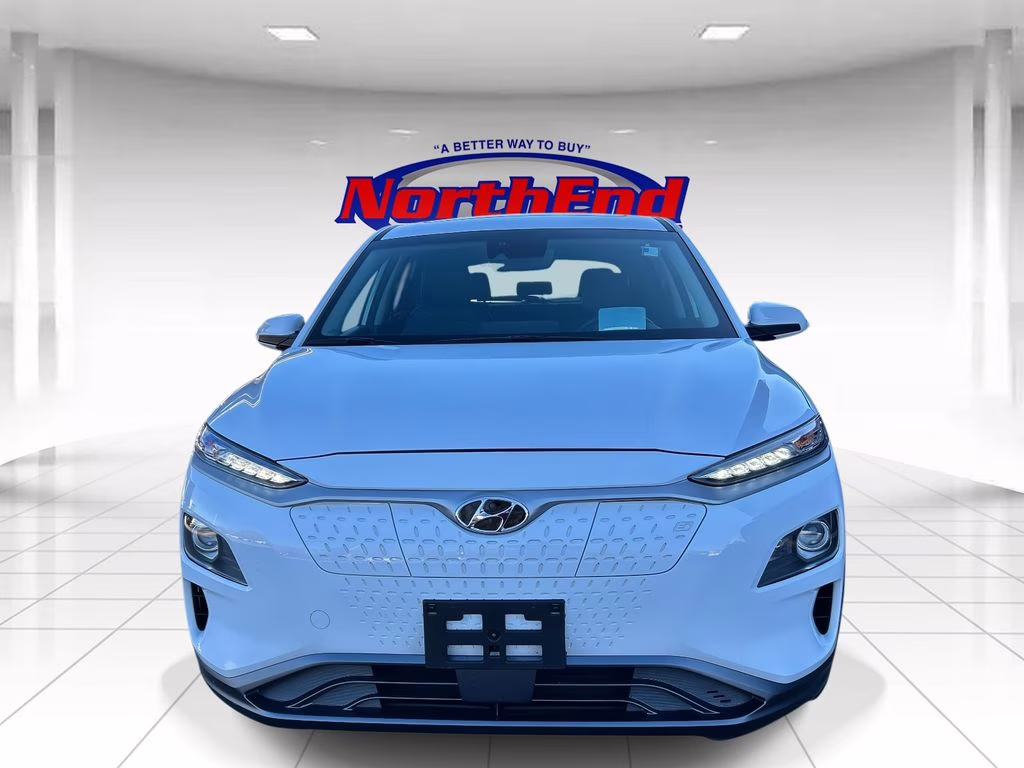 2019 Chalk White/Black Roof Hyundai Kona Electric Ultimate FWD SUV